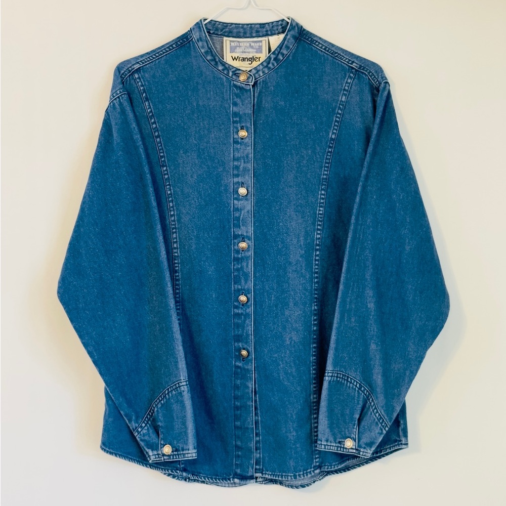 Vintage Wrangler 90’s Denim Western Shirt‎ Blue Medium Women’s